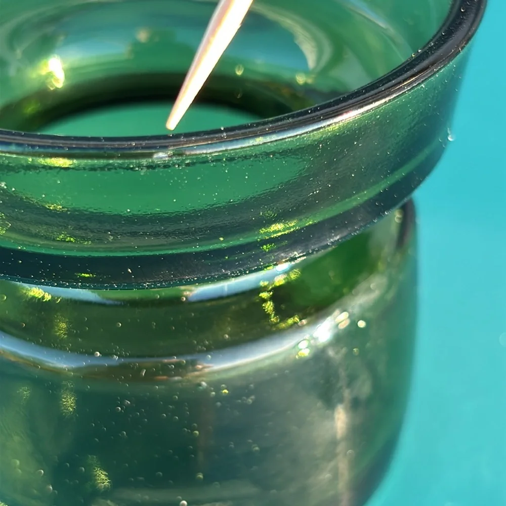 Vintage Dansk Designs Denmark Set Of 6 Green Glass Candleholders